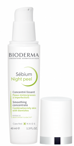 BIODERMA product photo, Sebium Nightpeel 40ml, night care for acne prone skin