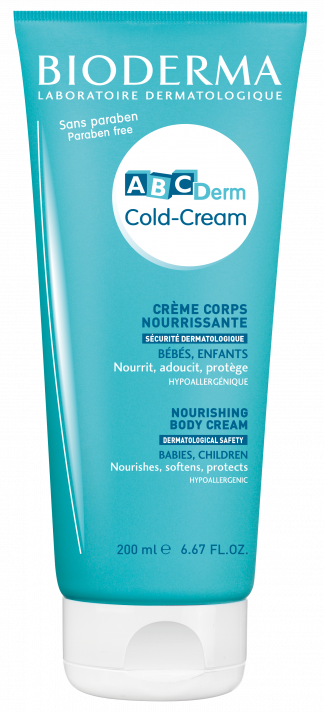 BIODERMA product photo, ABCDerm Cold Cream cr nour 200ml baby moisturizer, dry skin
